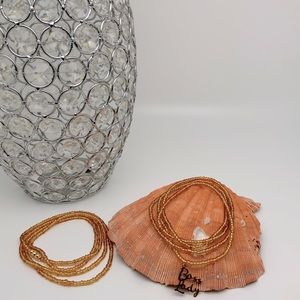 Glass gold Waist-beads set with boss lady charm. 32 1/2 inches!!!